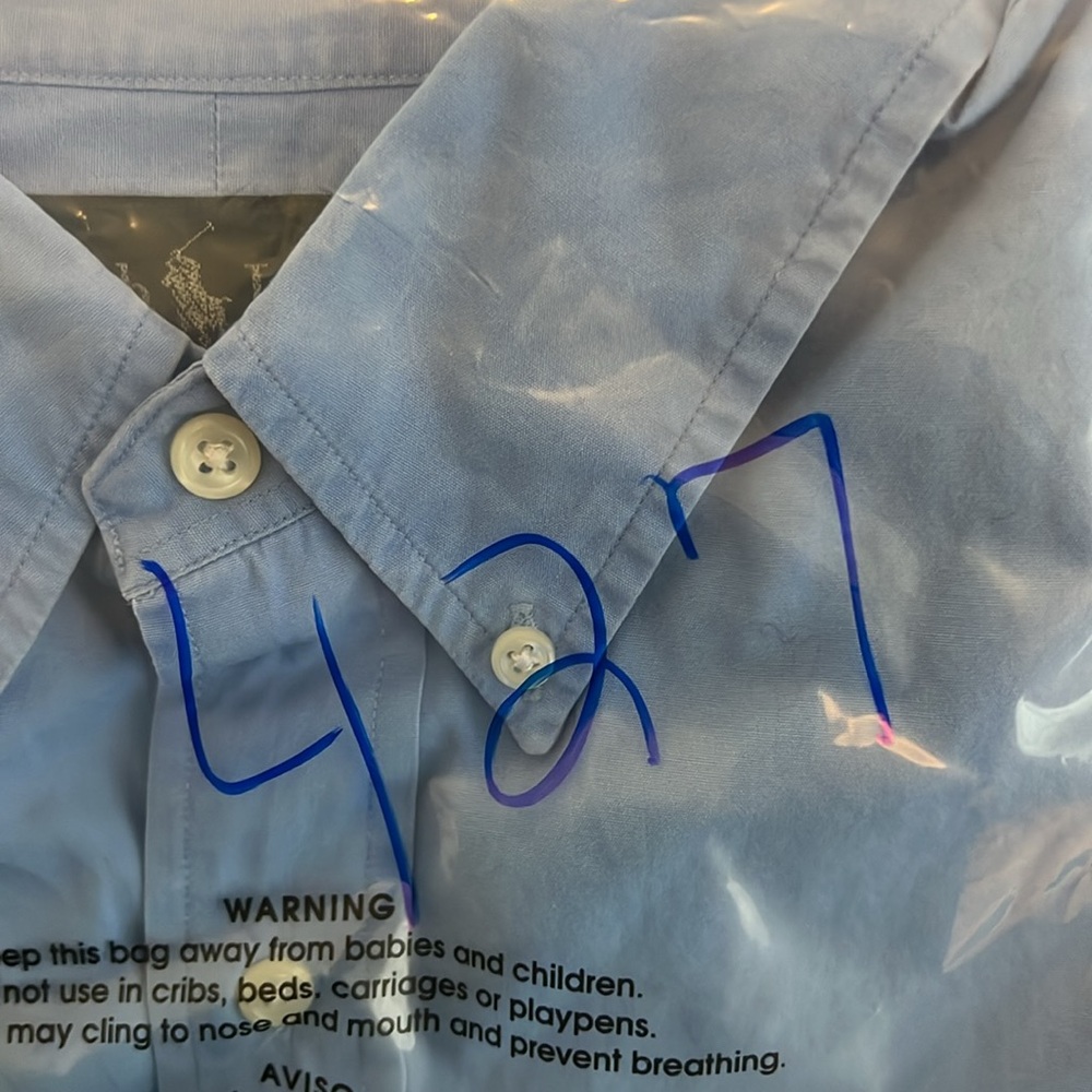 Ralph Lauren Custom Fit Men's Button Down Blue Short Sleeve Cotton Shirt L - Picture 15 of 15